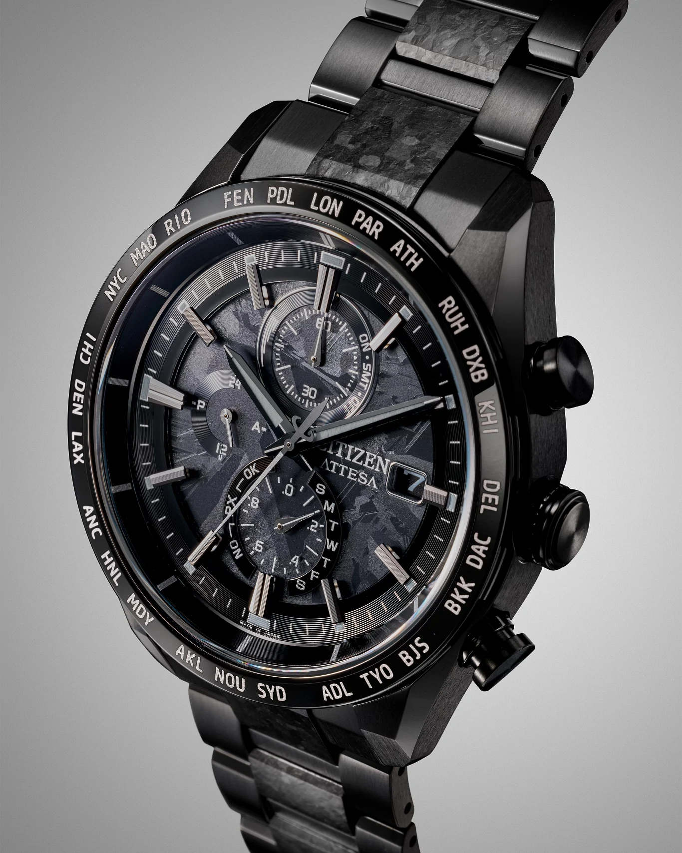 ATTESA HAKUTO-R Black Dial Super Titanium with DLC Coating